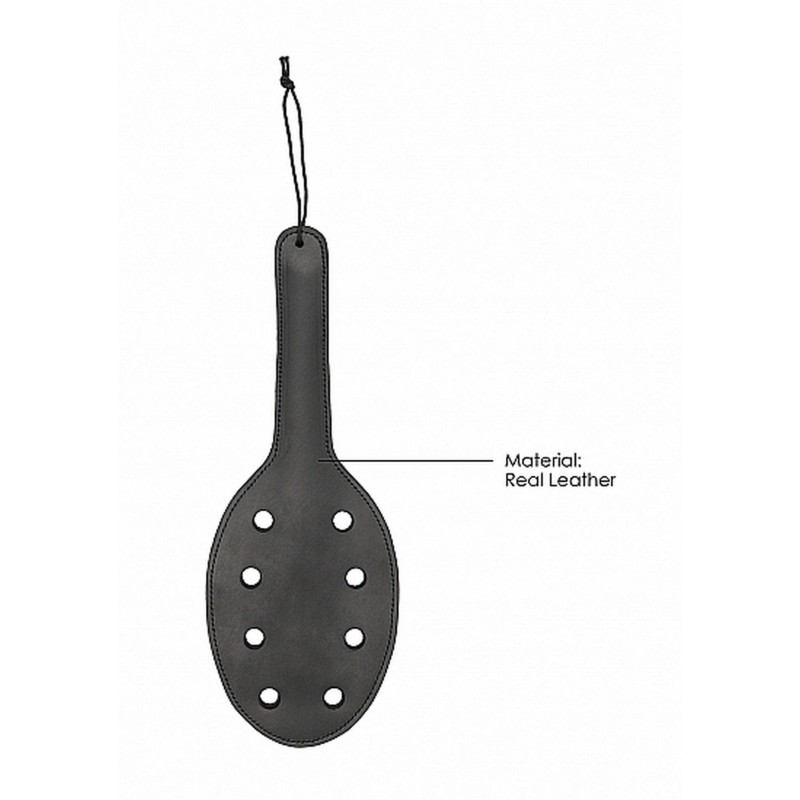 Saddle Leather Paddle With 8 Holes - Black